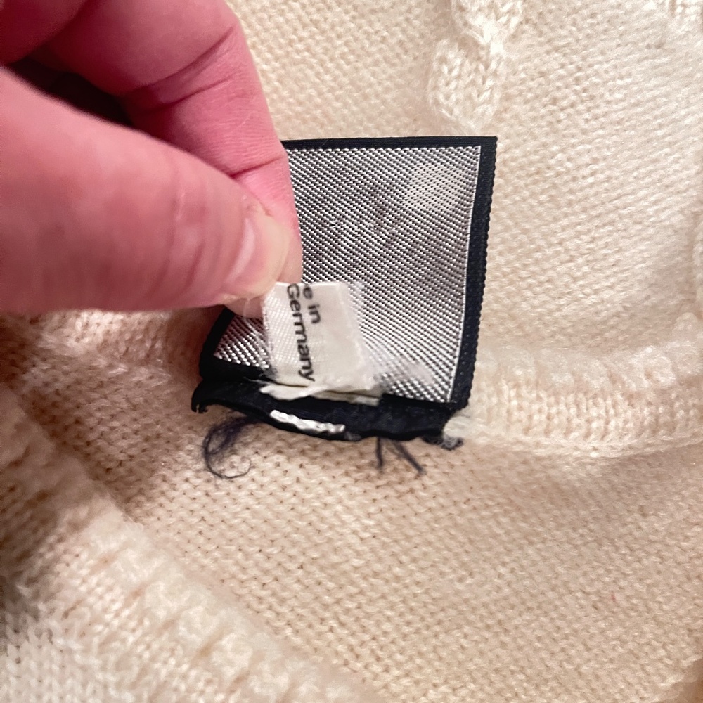 Achalm Strick German Virgin Wool Vintage Cardigan Cream Cable Knit Size Small - Picture 11 of 13